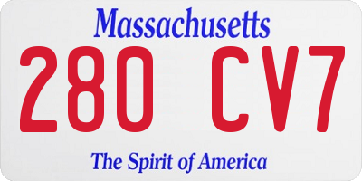 MA license plate 280CV7