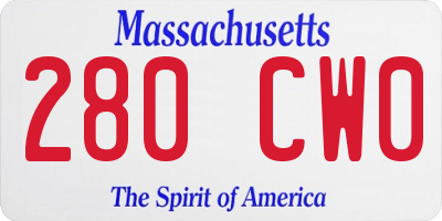 MA license plate 280CW0
