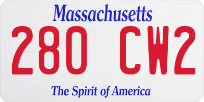MA license plate 280CW2