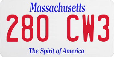 MA license plate 280CW3