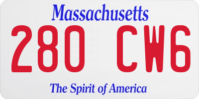 MA license plate 280CW6