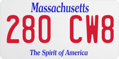 MA license plate 280CW8