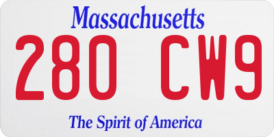 MA license plate 280CW9