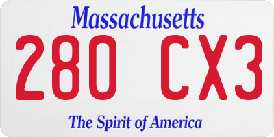 MA license plate 280CX3