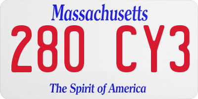 MA license plate 280CY3
