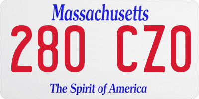 MA license plate 280CZ0