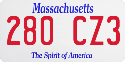 MA license plate 280CZ3