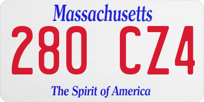 MA license plate 280CZ4