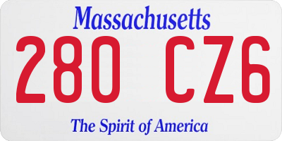 MA license plate 280CZ6
