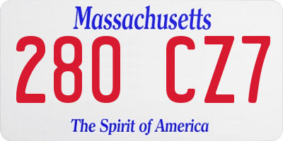 MA license plate 280CZ7