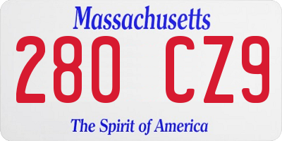MA license plate 280CZ9