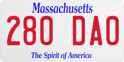 MA license plate 280DA0