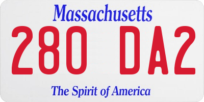 MA license plate 280DA2