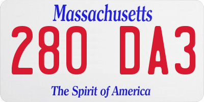 MA license plate 280DA3