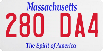 MA license plate 280DA4