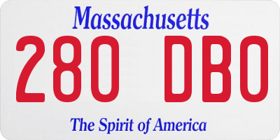 MA license plate 280DB0
