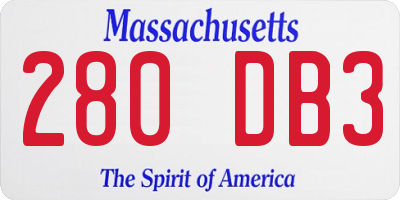 MA license plate 280DB3