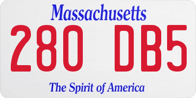 MA license plate 280DB5