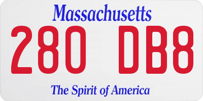 MA license plate 280DB8