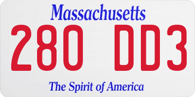 MA license plate 280DD3
