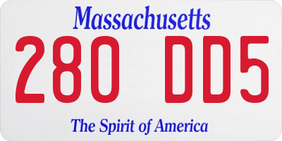 MA license plate 280DD5