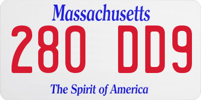 MA license plate 280DD9