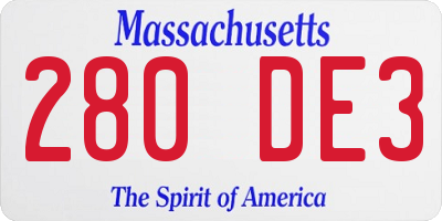 MA license plate 280DE3
