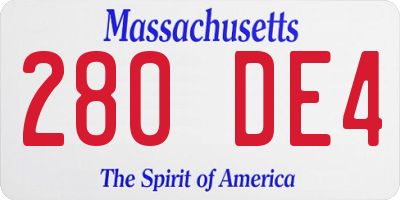 MA license plate 280DE4