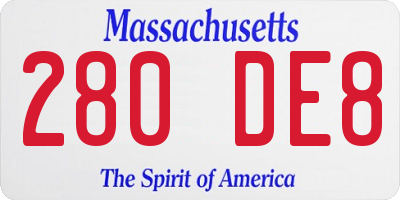 MA license plate 280DE8