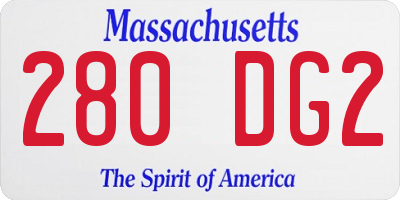 MA license plate 280DG2