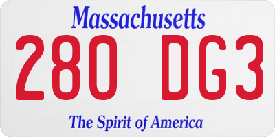 MA license plate 280DG3