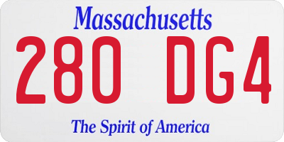 MA license plate 280DG4