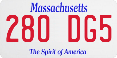 MA license plate 280DG5