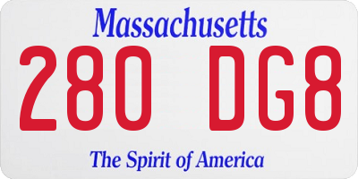 MA license plate 280DG8