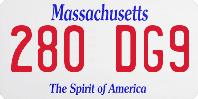 MA license plate 280DG9