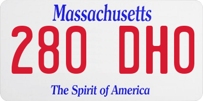 MA license plate 280DH0