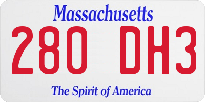 MA license plate 280DH3
