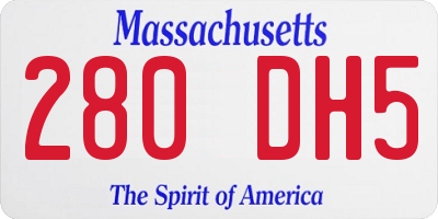 MA license plate 280DH5