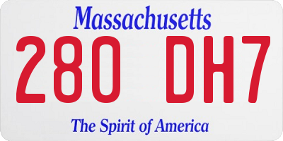 MA license plate 280DH7