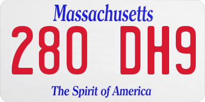 MA license plate 280DH9