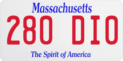 MA license plate 280DI0