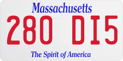 MA license plate 280DI5