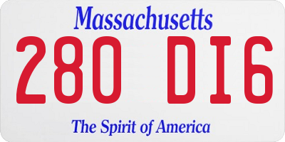 MA license plate 280DI6
