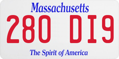 MA license plate 280DI9