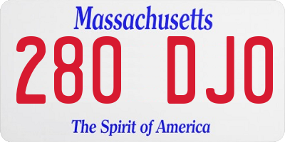 MA license plate 280DJ0
