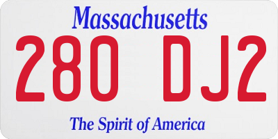 MA license plate 280DJ2