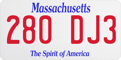 MA license plate 280DJ3