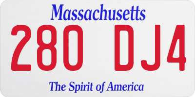 MA license plate 280DJ4
