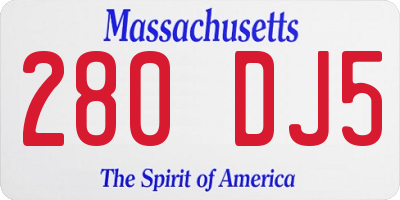 MA license plate 280DJ5