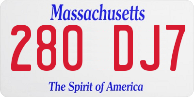 MA license plate 280DJ7
